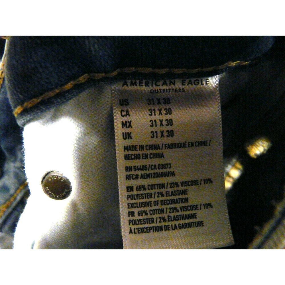 American Eagle Next Level Flex Skinny Blue Jeans Mens 31 x 30 Distressed‎ - Picture 8 of 11